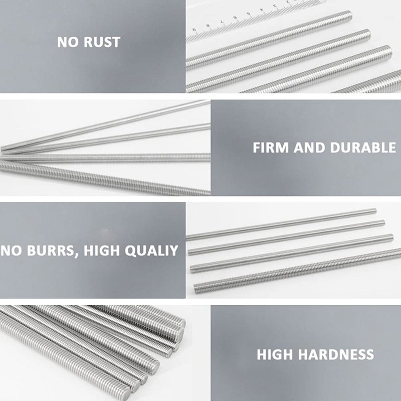 Hooshing 3PCS M2 x 100mm Stainless Steel Fully Threaded Rod, Long Threaded Screw Right Hand Threads - Image 2